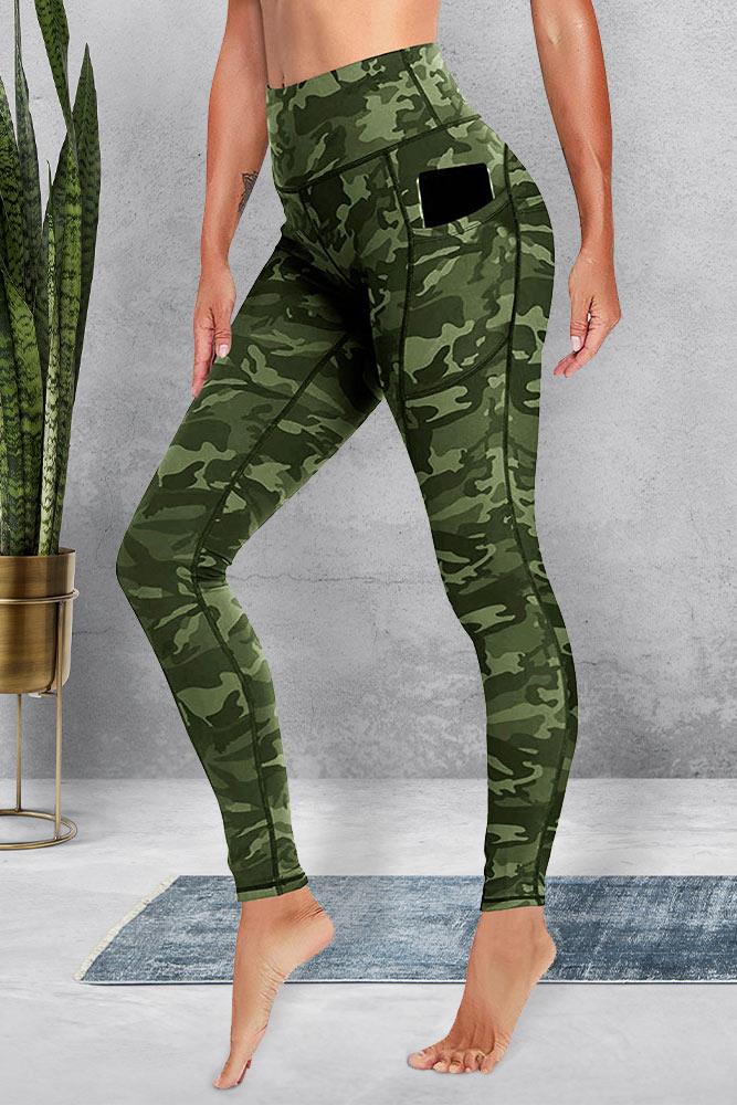 Womens Camouflage Print Full Length Gym Yoga Camo Sports Pants Leggings  Stretch | eBay